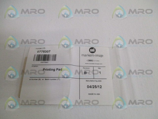 MARKEM IMAJE 0775307 PRINTING PAD *NEW IN FACTORY BAG*