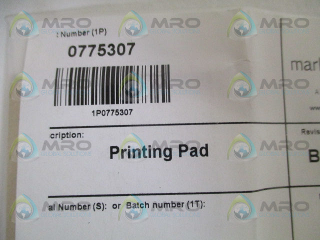 MARKEM IMAJE 0775307 PRINTING PAD *NEW IN FACTORY BAG*