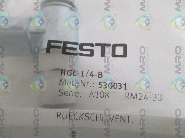 FESTO HGL-1/4-B PILOT CHECK VALVE * NEW IN FACTORY BAG *