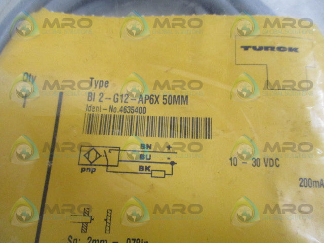 TURCK BI2-G12-AP6X PROXIMITY SWITCH SENSOR 50MM *NEW IN FACTORY BAG*