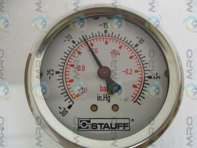 STAUFF SPG-063-30HG30-5-S-N04 PRESSURE GAUGE -30"HG-0" *NEW IN BOX*