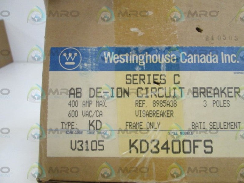 WESTINGHOUSE KD3400FS CIRCUIT BREAKER 400A *NEW IN BOX*