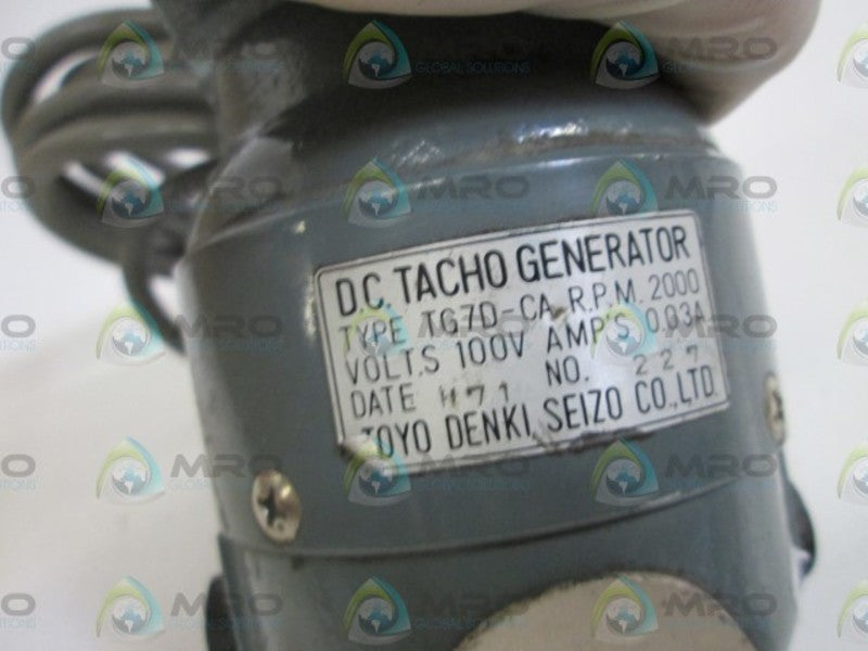 TOYO DENKI SEIZO CO, LTD D.C. TACHO GENERATOR TG7D-CA *USED*