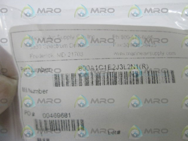 MANNE AIR SUPPPLY CO., INC. PUSHBUTTON (RED) 800A1C1E2J3L2N1 *NEW NO BOX*