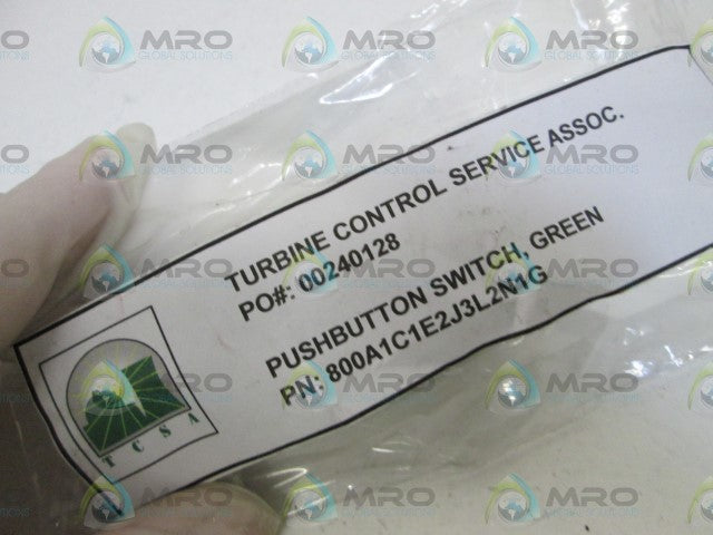 TURBINE CONTROL SERVICE ASSOC. PUSHBUTTON SWITCH GREEN 800A1C1E2J3L2N1G *NEW NO BOX*