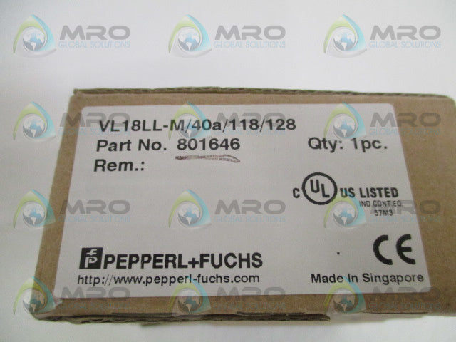 PEPPERL+FUCHS VL18LL-M/40a/118/128 FIBER OPTIC SENSOR *NEW IN BOX*