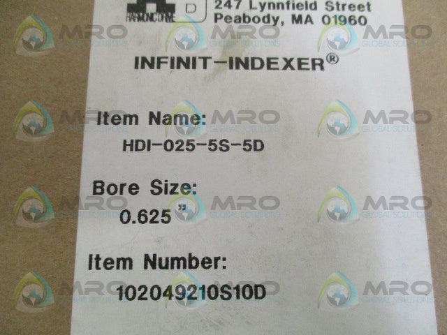 HARMONIC DRIVE HDI-025-5S-5D 102049210S10D INFINIT-INDEXER 0.625" *NEW IN BOX*