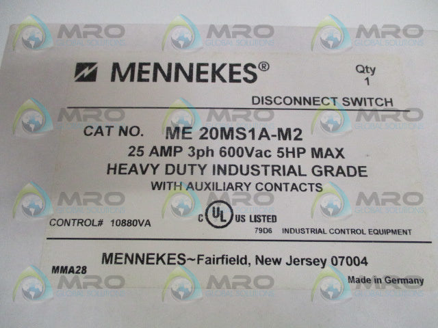 MENNEKES ME20MS1A-M2 DISCONNECT SWITCH *FACTORY SEALED*