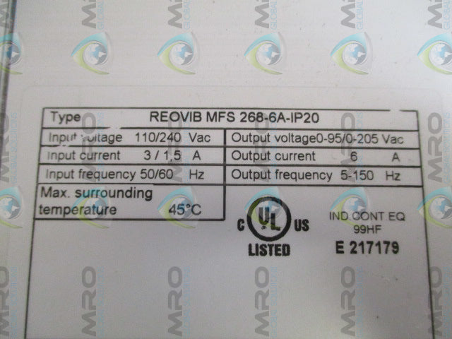 REO-USA REOVIBMFS268-6A-IP20 FREQUENCY CONTROLLER *USED*