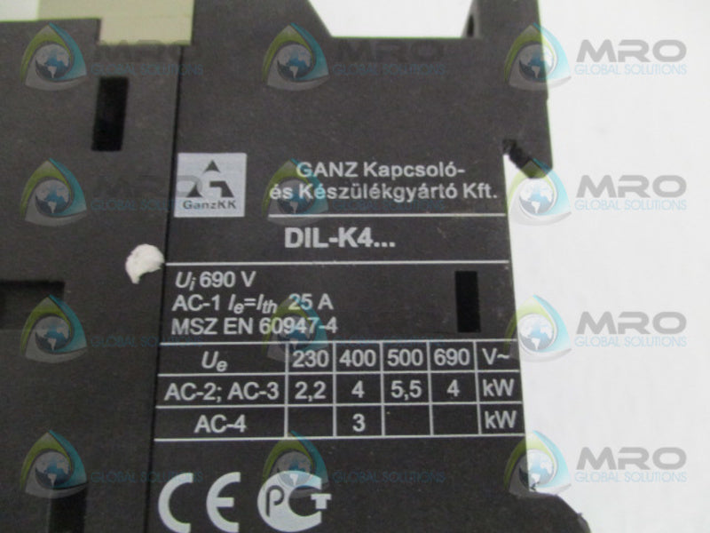 GANZKK DIL-K4-10 CONTACTOR 230V *USED*