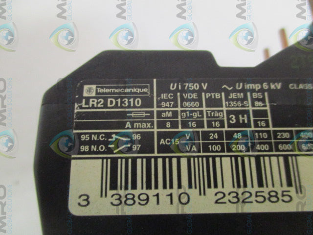 TELEMECANIQUE LR2D1310 THERMAL OVERLOAD RELAY 4-6A *USED*