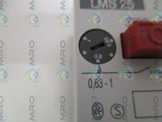 LOVATO LMS25 MANUAL MOTOR PROTECTOR 0.63-1A *USED*