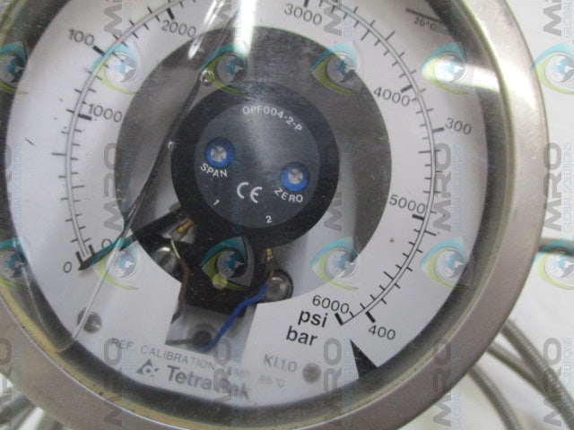 TETRA PAK OPF004-2-P PRESSURE GAUGE 0/600 PSI 0/400 BAR *USED*