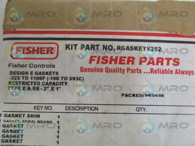 FISHER RGASKETX252 GASKET KIT *NEW IN ORIGINAL PACKAGE*