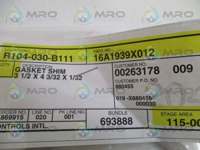 FISHER 16A1939X012 GASKET SHIM  NSNP