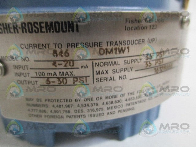 FISHER ROSEMOUNT 846 DM1W1 CURRENT TO PRESSURE TRANSDUCER *NEW IN BOX*