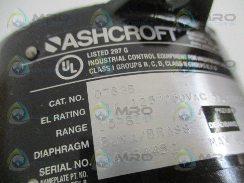 ASHCROFT D768B PRESSURE SWITCH 15 PSID  NSMP