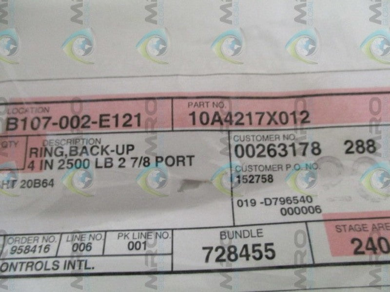 FISHER 10A4217X012 BACK-UP RING  NSNP