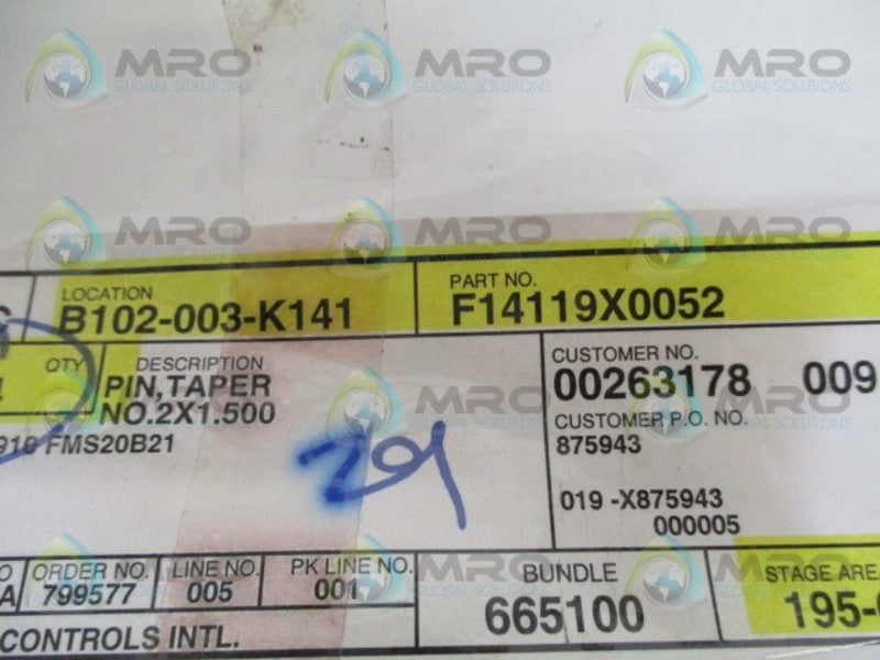 FISHER F14119X0052 TAPER PIN  NSNP