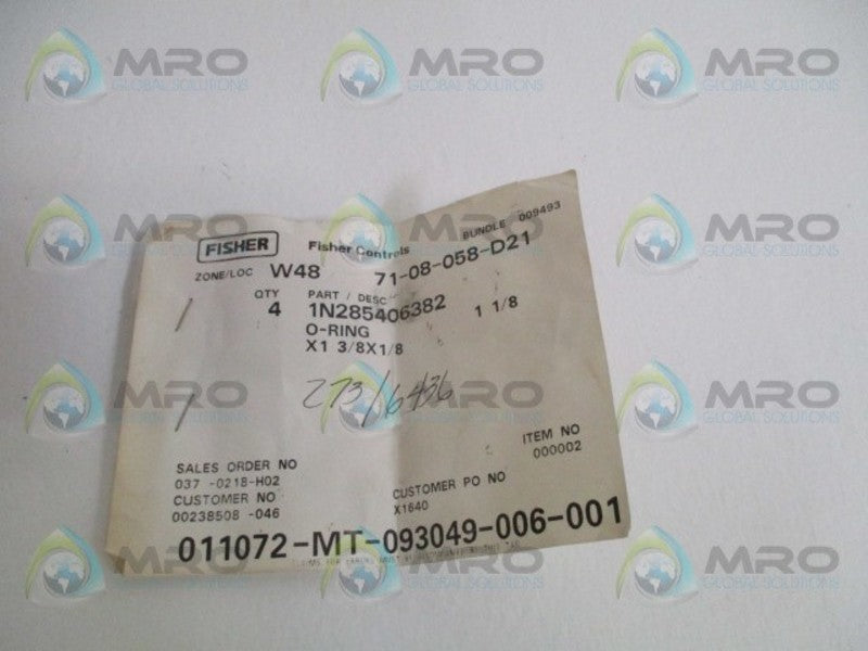 FISHER 1N285406382 O-RING (PKG. OF 4)  NSMP
