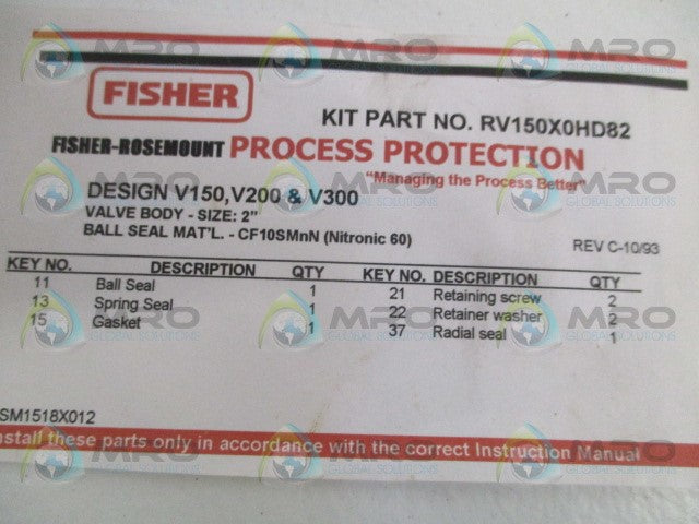 FISHER RV150X0HD82 REPAIR KIT *NEW IN BOX*