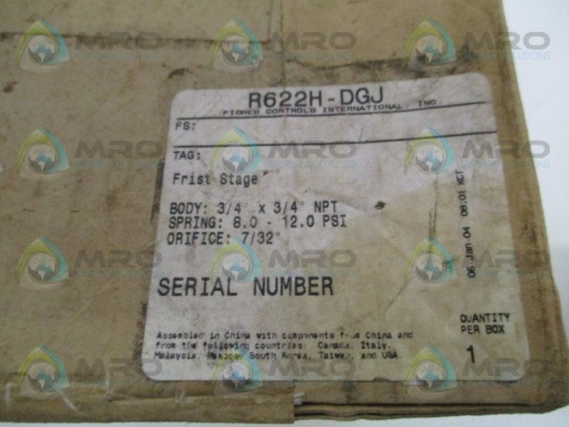 FISHER R622H-DGJ PRESSURE REDUCING REGULATOR 8.0-12.0 PSI  NSMP