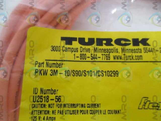 TURCK PKW3M-10/S90/S101/CS10299 MOLDED CORDSET *NEW IN FACTORY BAG*