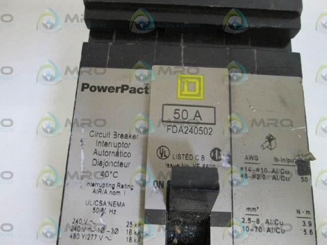 SQUARE D CIRCUIT BREAKER FDA240502 *USED*