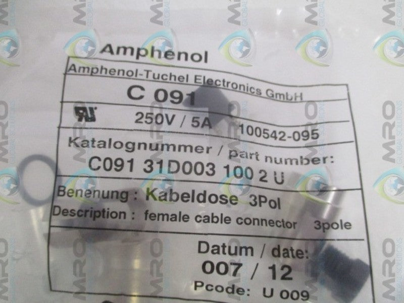 AMPHENOL C09131D0031002U FEMALE CABLE CONNECTOR  NSMP