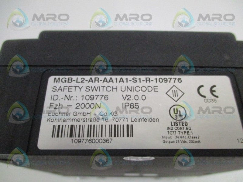 EUCHNER MGB-L2-AR-AA1A1-S1-R-109776 SAFETY SWITCH UNICODE  UNMP