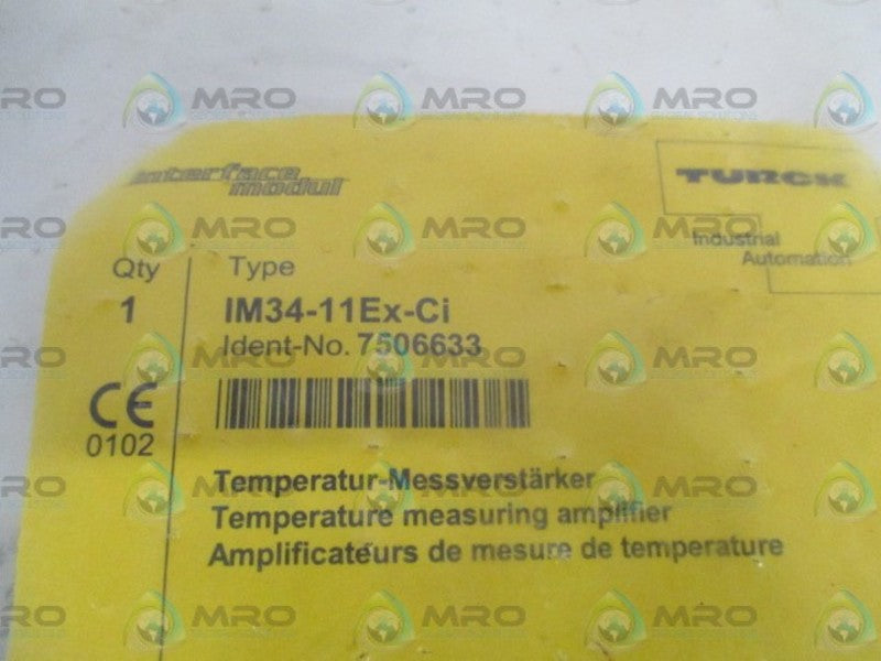 TURCK IM34-11Ex-Ci TEMPERATURE MEASURING AMPLIFIER *NEW IN FACTORY BAG*