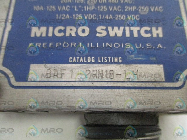 MICROSWITCH BAF1-2RN18-LH LIMIT SWITCH (GRAY) *USED*