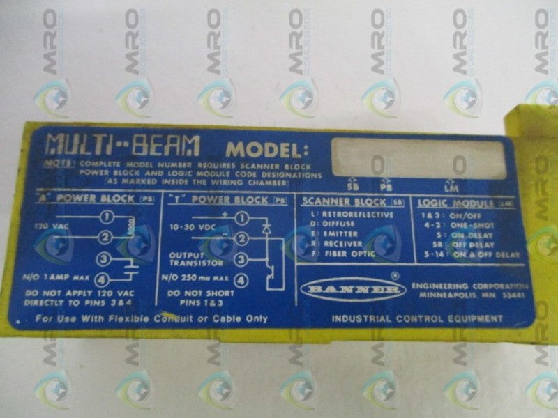 BANNER MULTI-BEAM SB SCANNER BLOCK (AS PICTURED)  UNMP