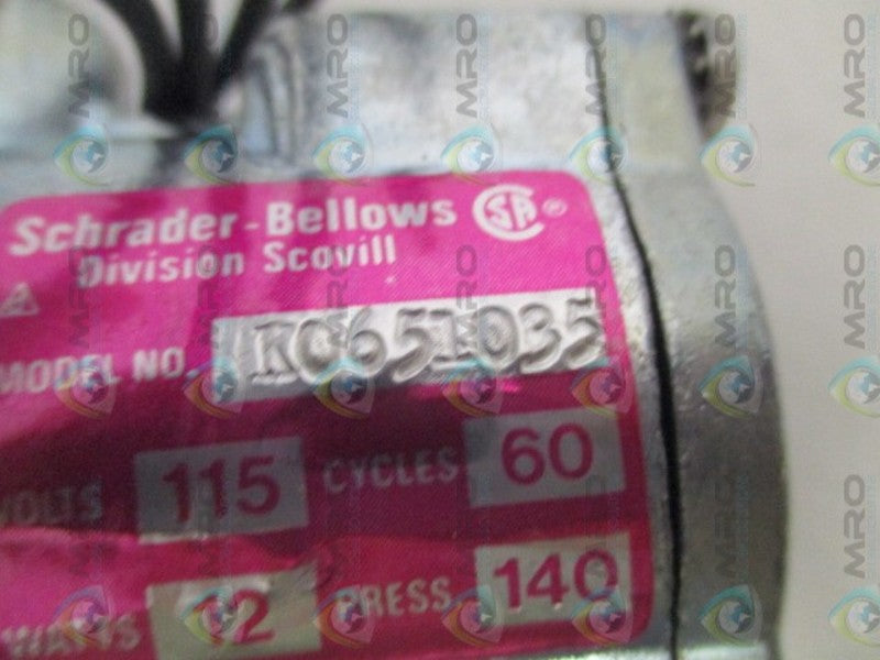 SCHRADER BELLOWS K0651035 SOLENOID VALVE *NEW NO BOX*