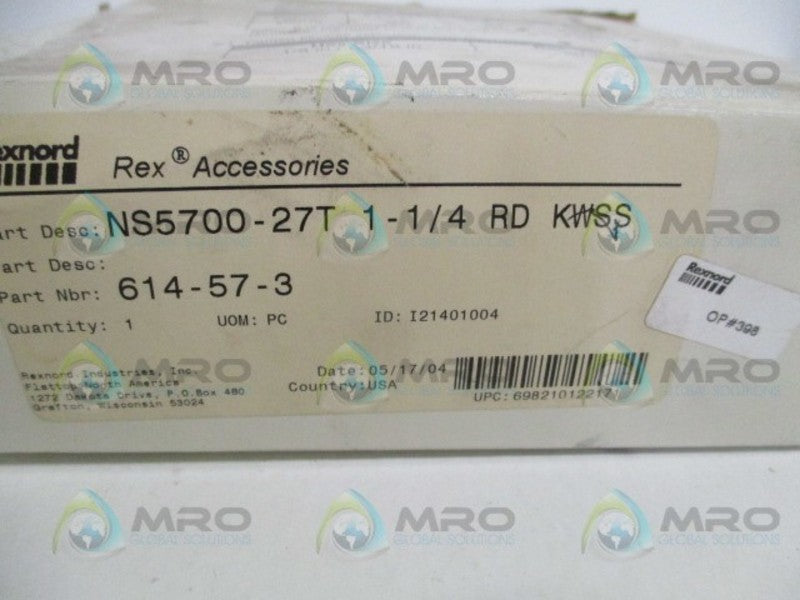 REXNORD NS5700-27T-1-1/4-RDKWSS 614-57-3 SPROCKET *NEW IN BOX*
