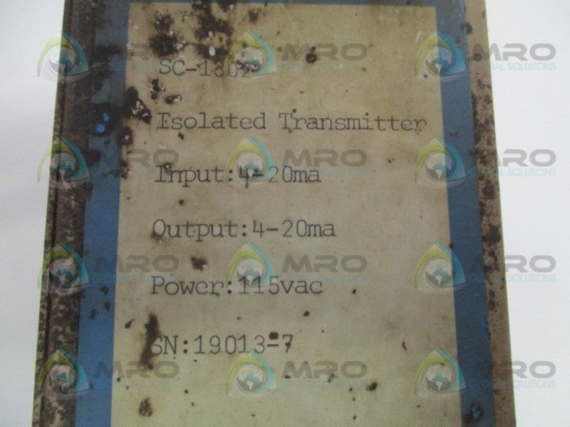 RIS SC-1302 ISOLATED TRANSMITTER IN/OUT: 4-20MA 115VAC *USED*