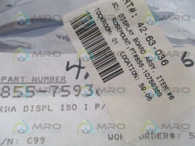 ROSEMOUNT 855-759369 DISPLAY BOARD ASSEMBLY NSNP