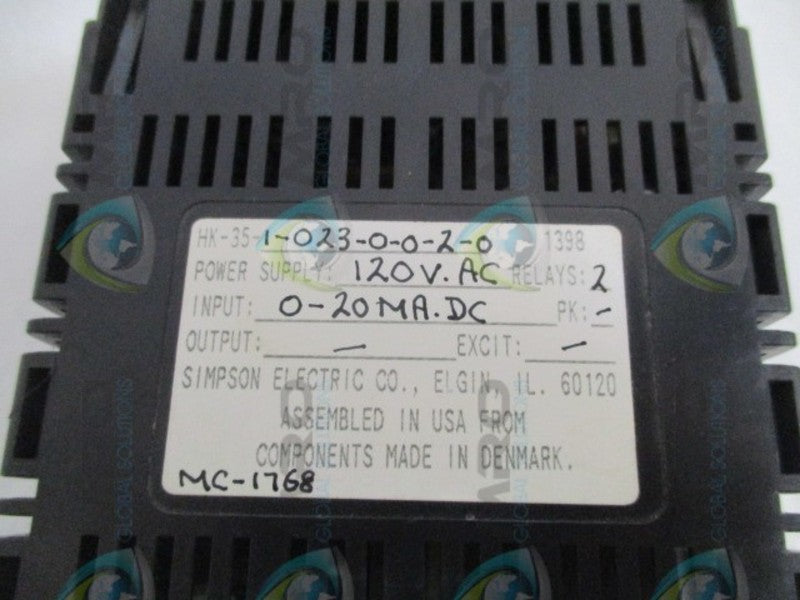 SIMPSON HK-35-1-023-0-0-2-0 PANEL METER 0-20 MADC UNMP