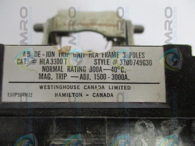 WESTINGHOUSE HLA3300T TRIP UNIT 300A *USED*