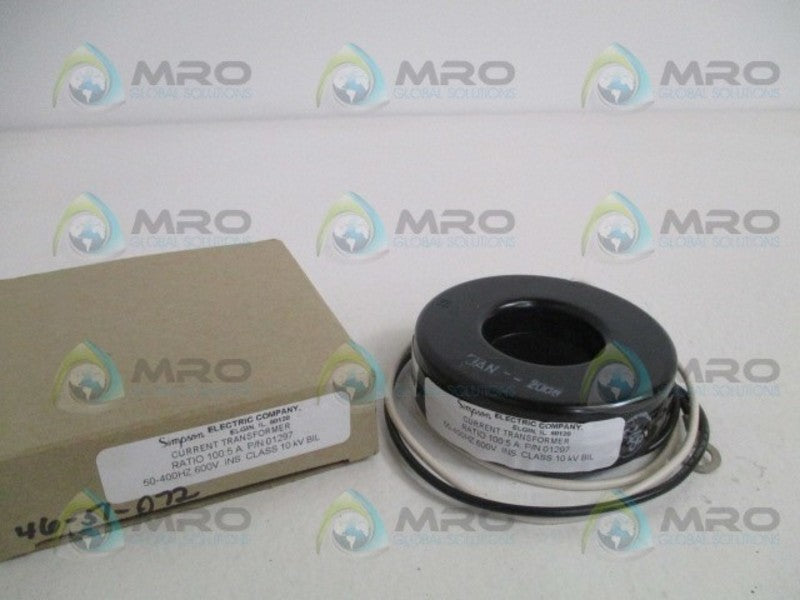 SIMPSON 01297 CURRENT TRANSFORMER RATIO 100:5 *NEW IN BOX*