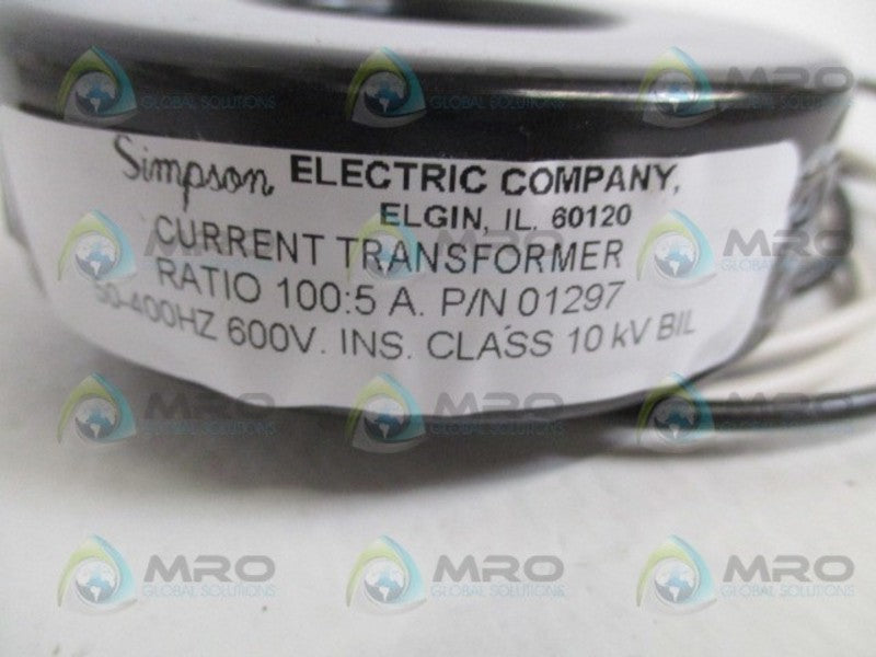 SIMPSON 01297 CURRENT TRANSFORMER RATIO 100:5 *NEW IN BOX*