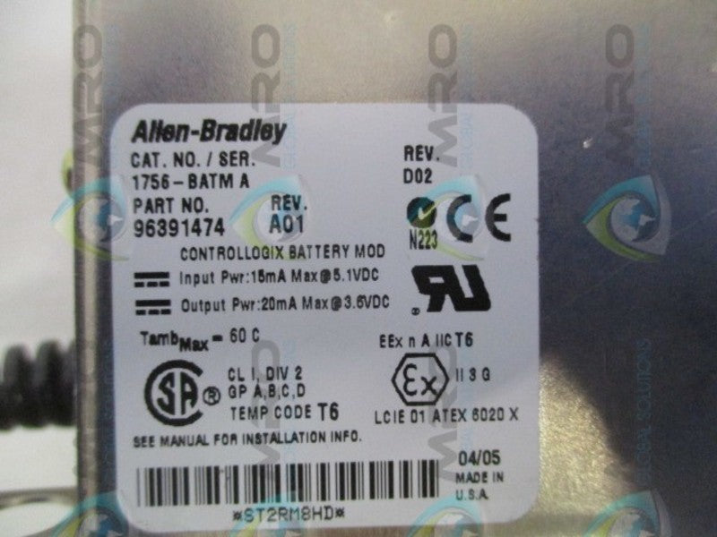 INDUSTRIAL SPARE PART CONTROLLOGIX 1756-BATM SER.A BATTERY MODULE (NO BATTERY)  UNMP