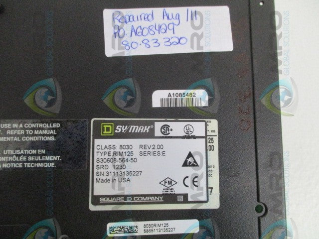 SQUARE D SY/MAX 8030-RIM125 ANALOG INPUT MODULE (REPAIRED) *USED*