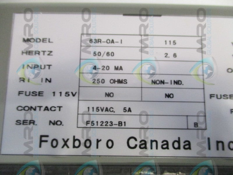 FOXBORO M/63R-OA-1 ALARM SAFETY RELAY *NEW NO BOX*