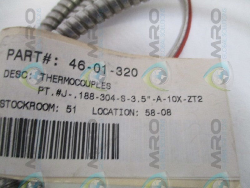 INDUSTRIAL MRO J-.188-304-S-3.5"-A-10X-ZT2 THERMOCOUPLE *NEW NO BOX*