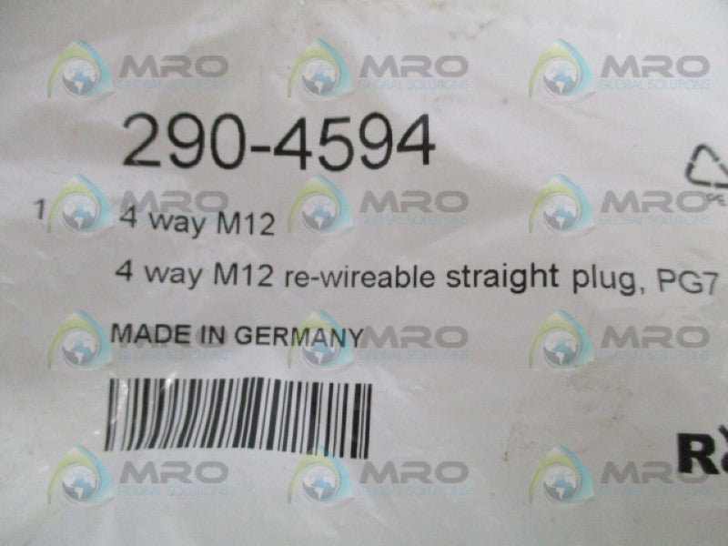 INDUSTRIAL MRO 290-4594 4-WAU RE-WIREABLE STRAIGHT PLUG *NEW IN FACTORY BAG*