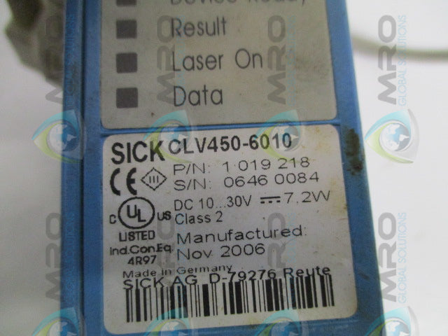 SICK CLV450-6010 OPTIC BARCODE SCANNER *USED*