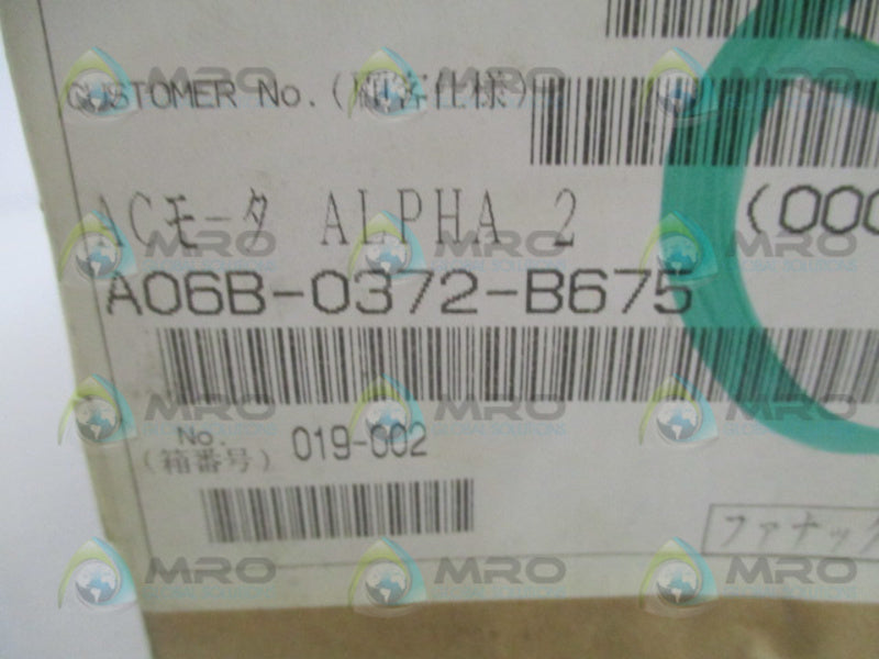FANUC A06B-0372-B675 ALPHA SERVO MOTOR  NSFS