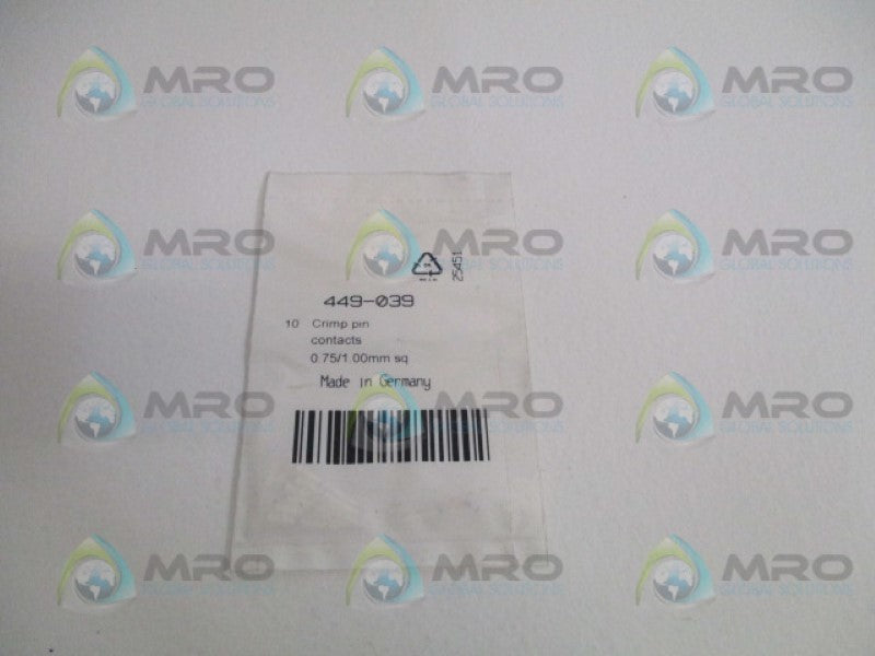 INDUSTRIAL MRO 449-039 CRIMP PIN (PKG. OF 10) * NEW IN FACTORY BAG *