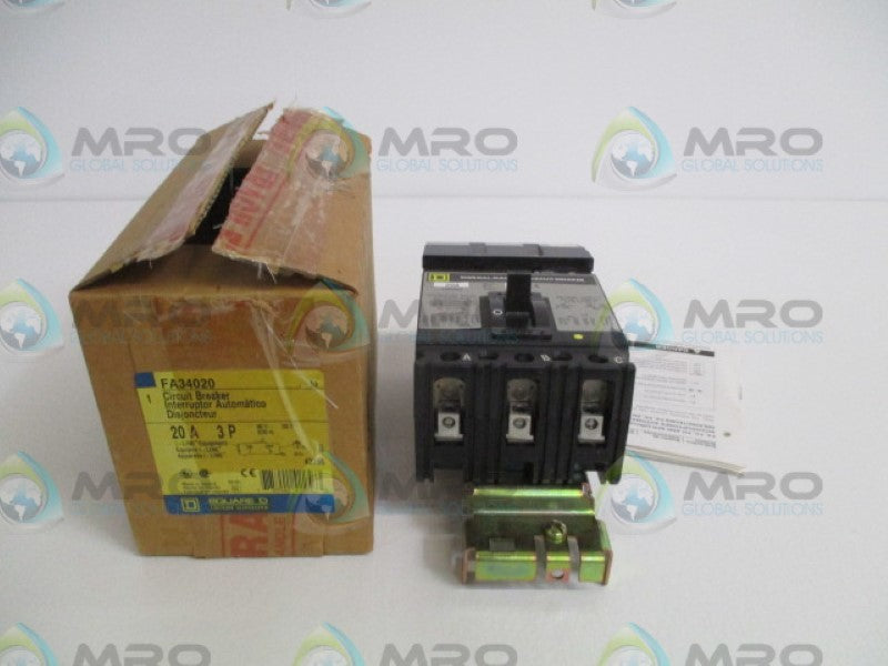 SQUARE D FA34020 CIRCUIT BREAKER 20A (GREY) *NEW IN BOX*